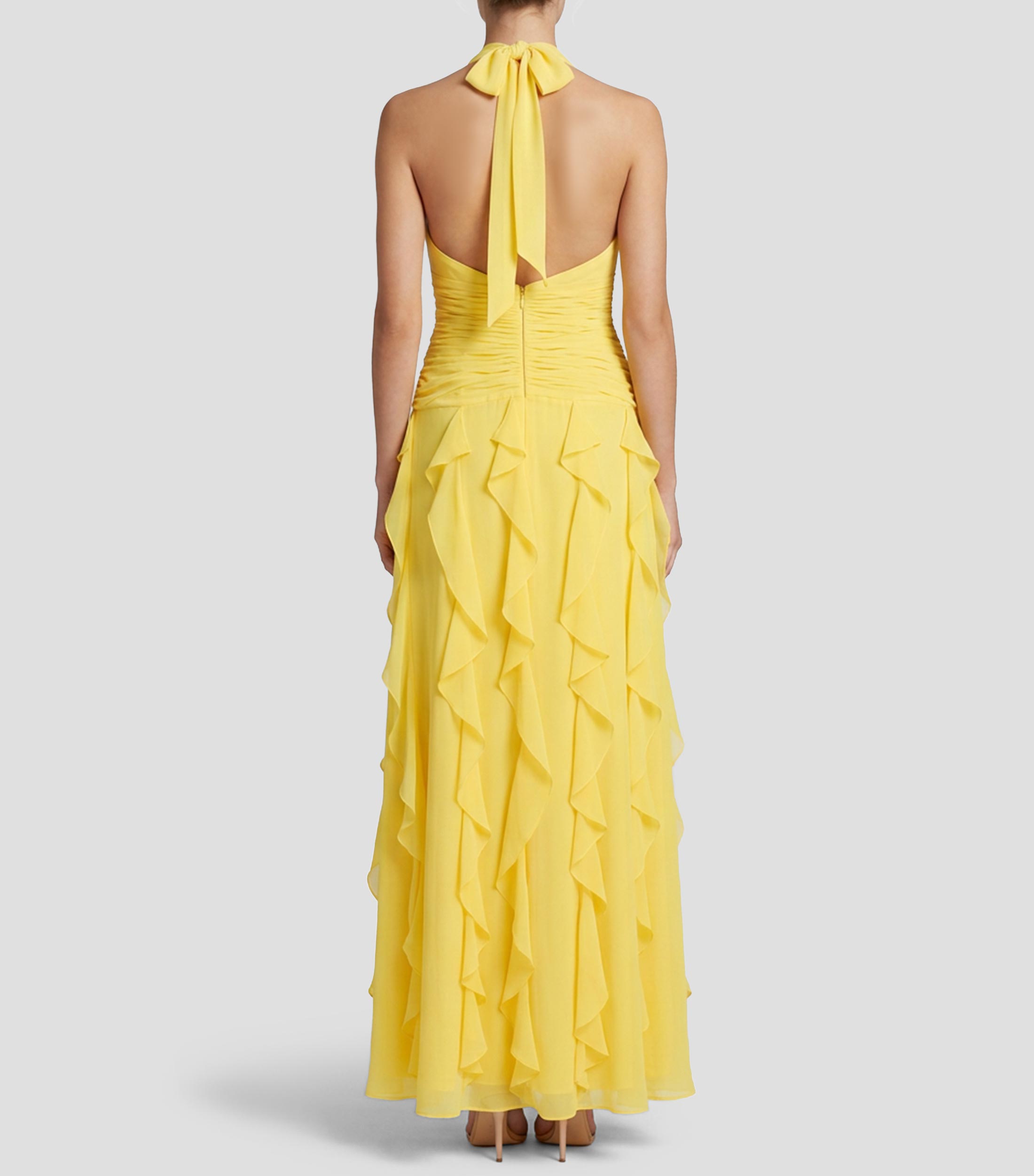 Vestido de Fiesta largo liso plisado Mujer